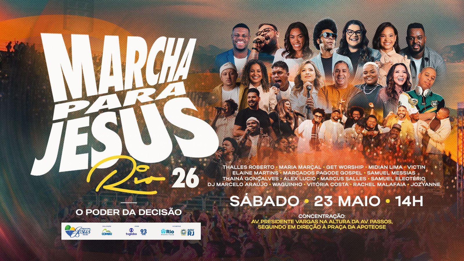 19ª edição da Marcha Para Jesus do Rio de Janeiro é confirmada para o dia 23 de maio